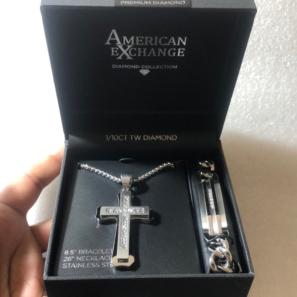 American exchange premium Diamond -men’s bracelet & Necklace - Picture 1 of 15